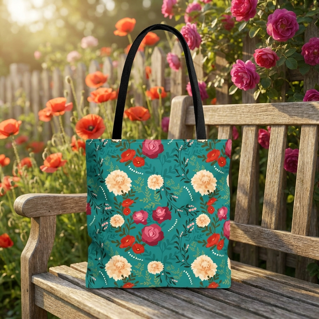 Vibrant Floral with Teal - Tote Bag