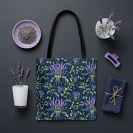 Wildflower Bouquet with Navy - Tote Bag