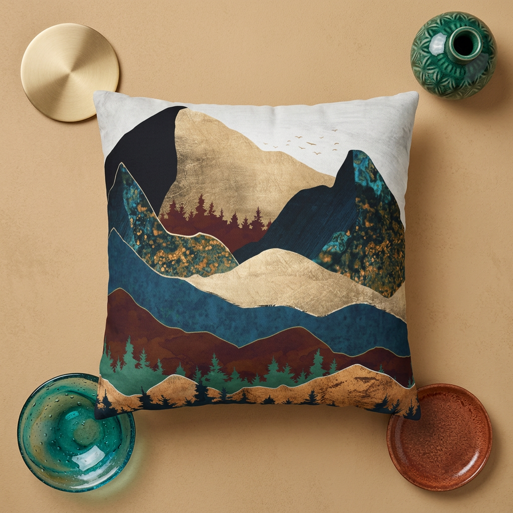 Malachite Mountains - Decorative Pillow Cover
