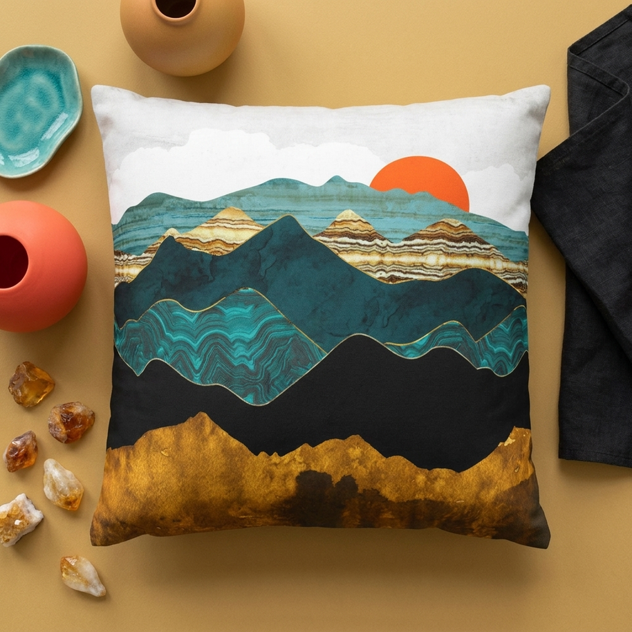 Turquoise Vista - Decorative Pillow Cover