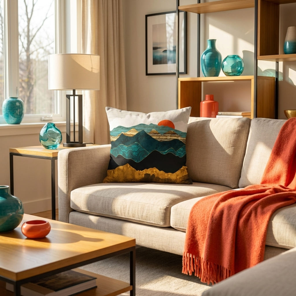 Turquoise Vista - Decorative Pillow Cover