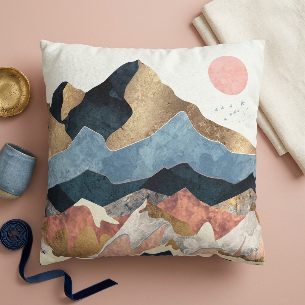 Golden Peaks - Decorative Pillow Cover