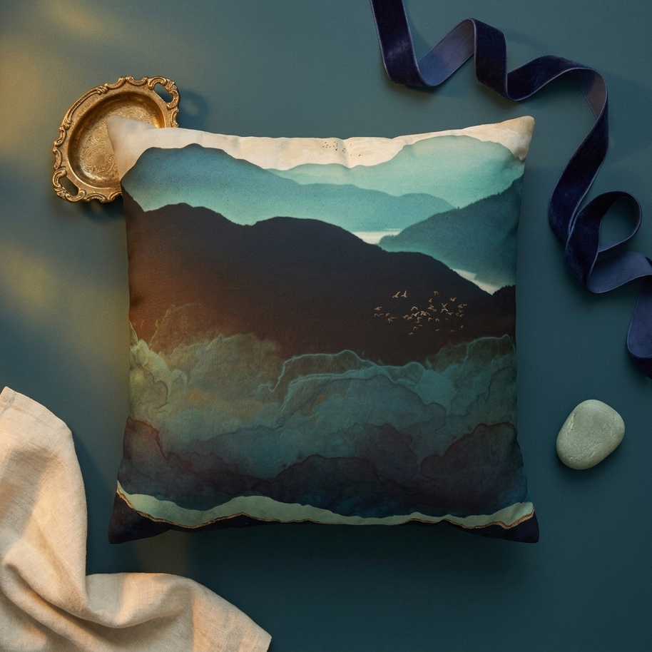 Indigo Mountains - Decorative Pillow Cover