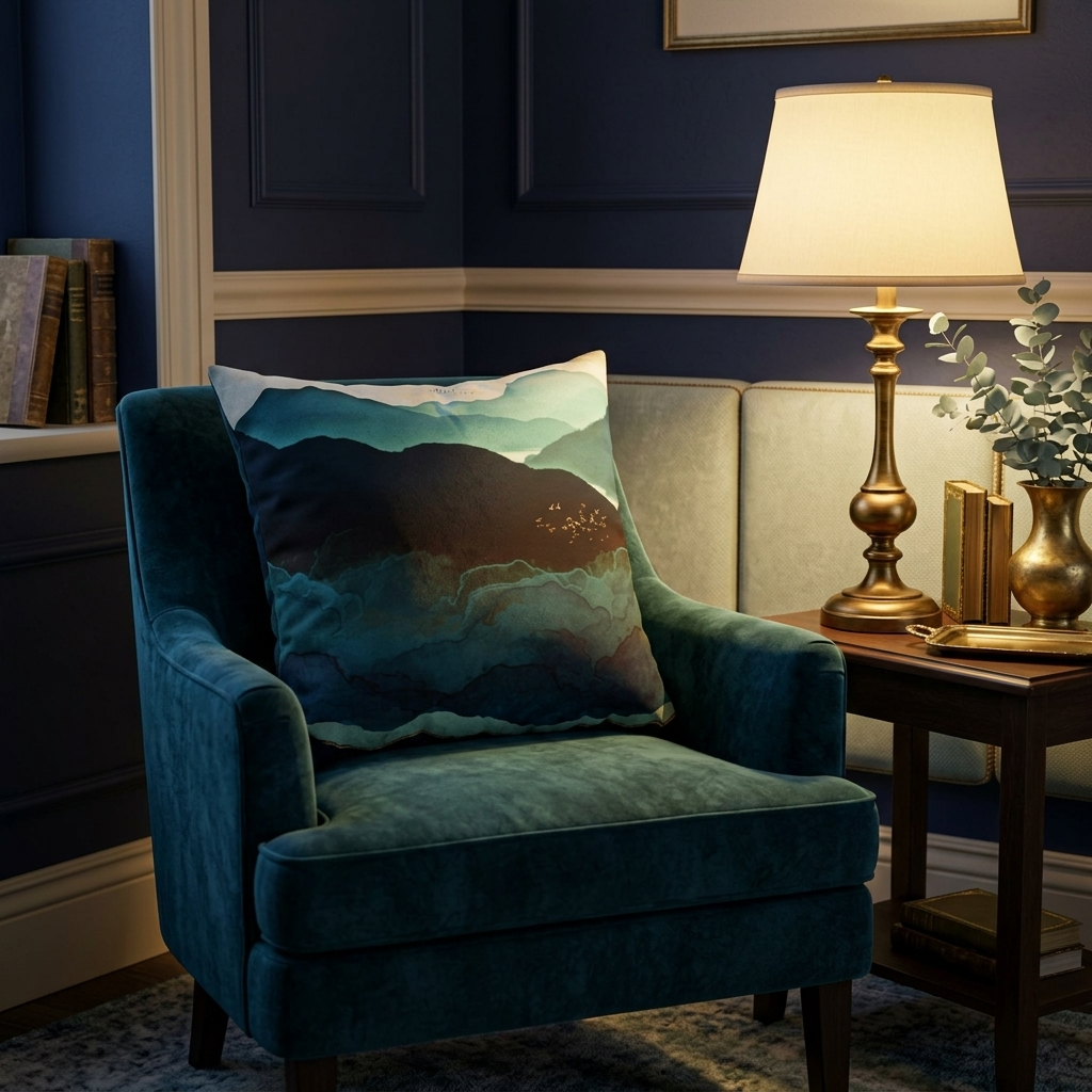 Indigo Mountains - Decorative Pillow Cover