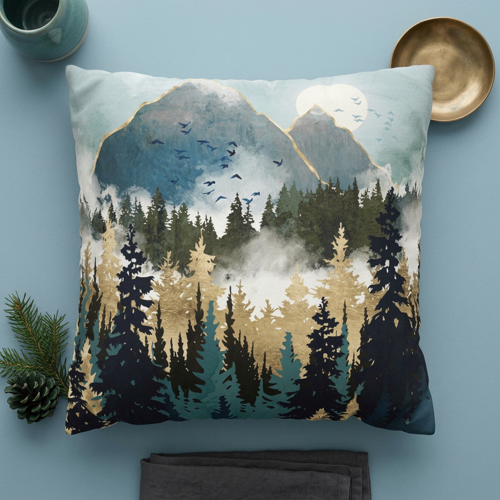 Misty Pines - Decorative Pillow Cover