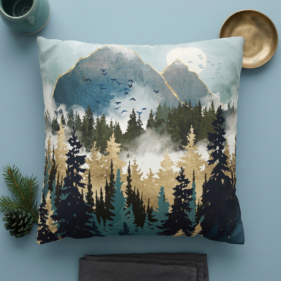 Misty Pines - Decorative Pillow Cover