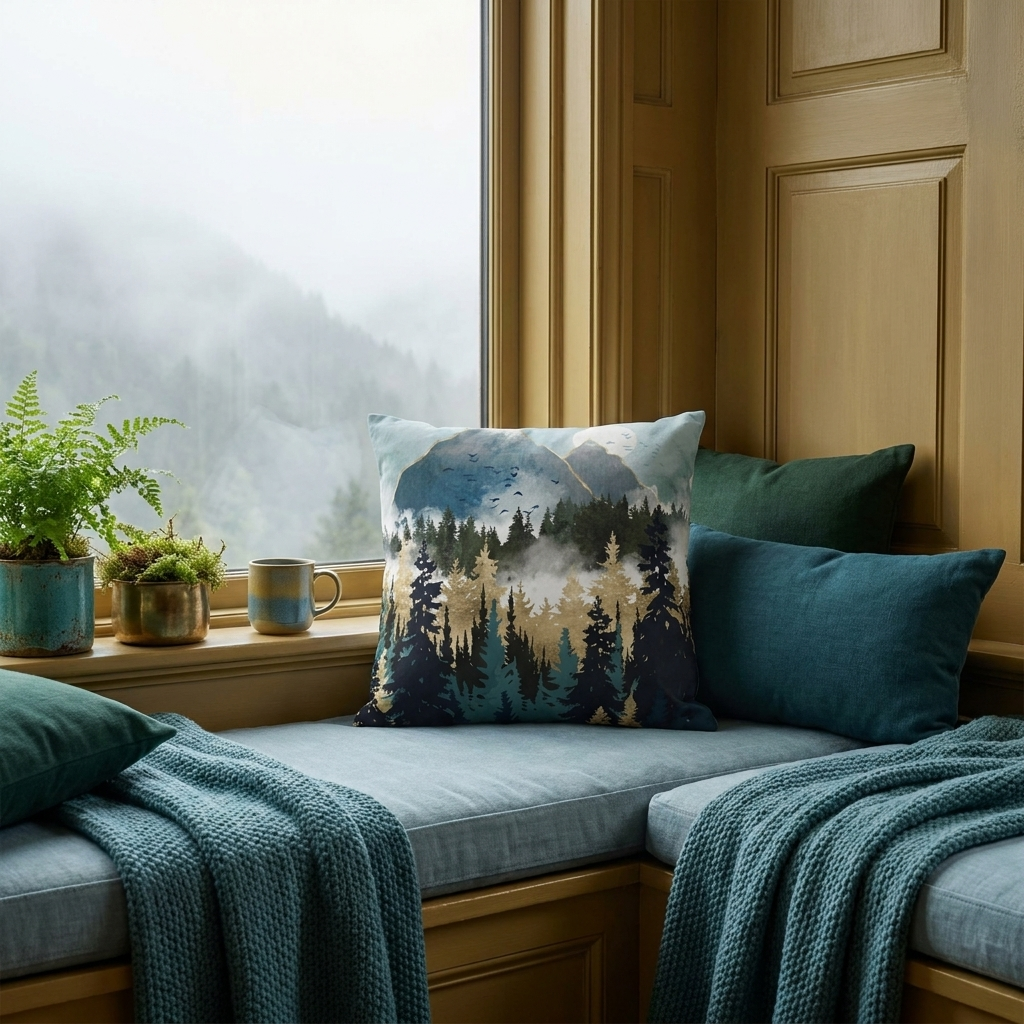Misty Pines - Decorative Pillow Cover