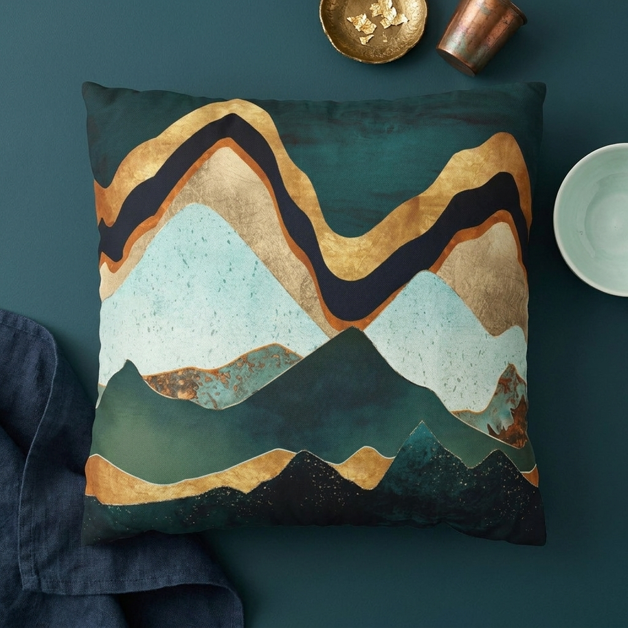 Velvet Copper Mountains - Decorative Pillow Cover