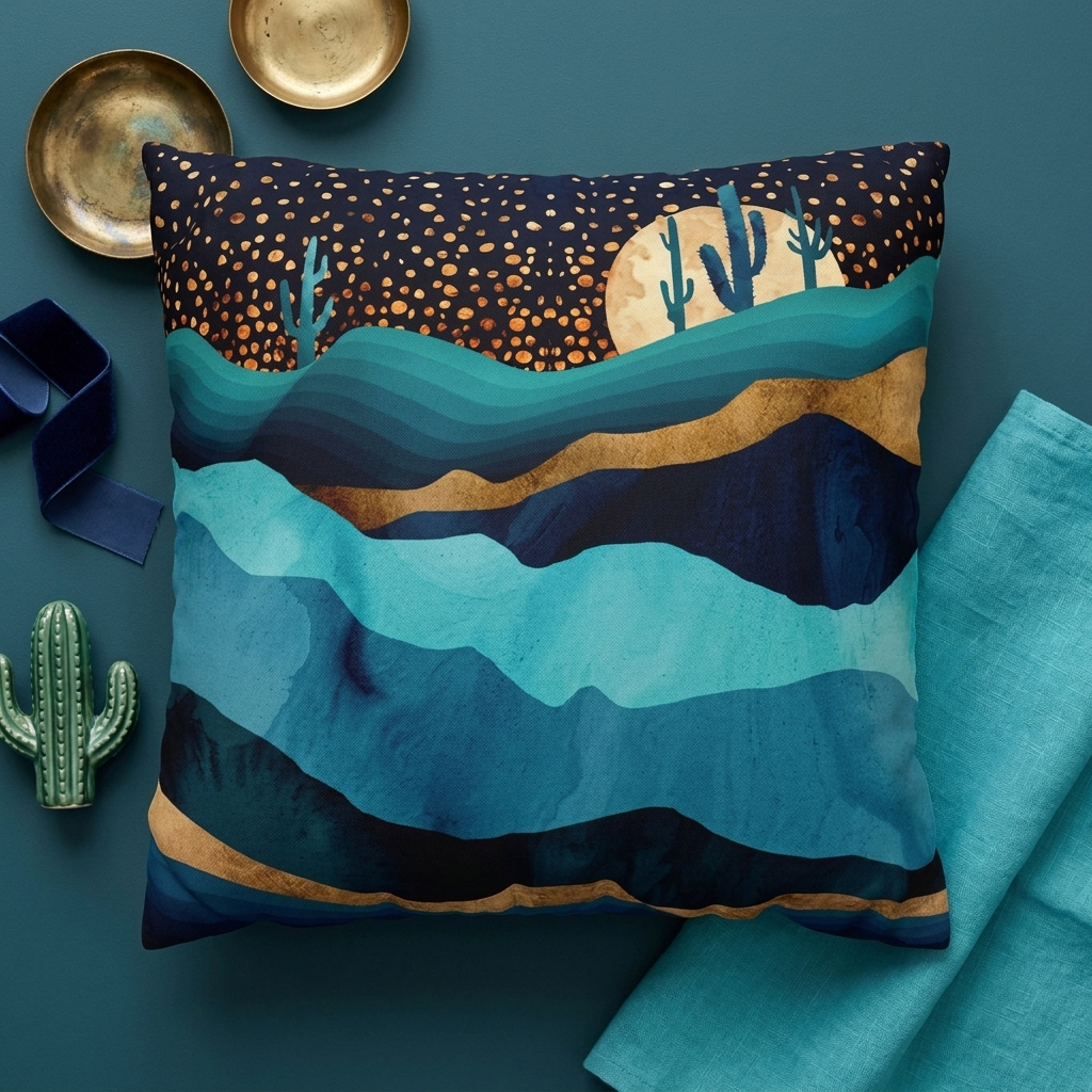 Indigo Desert Night - Decorative Pillow Cover