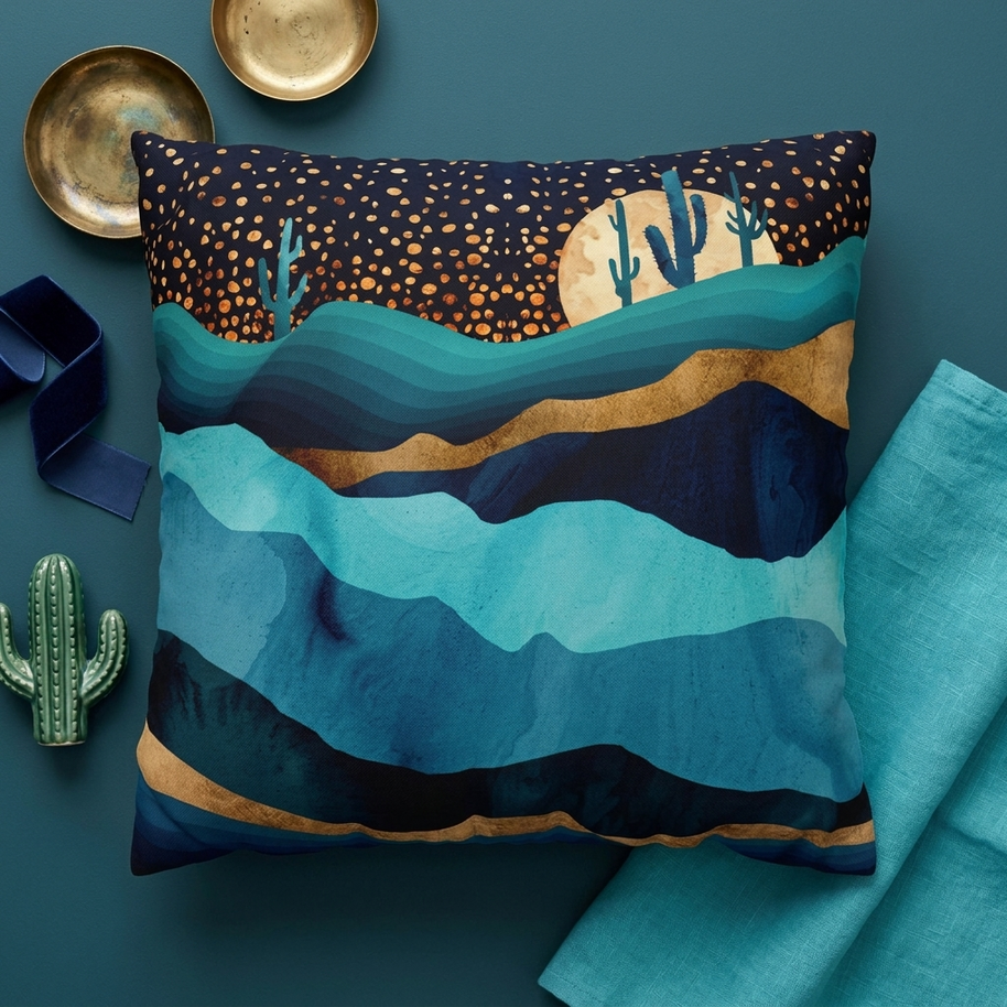 Indigo Desert Night - Decorative Pillow Cover