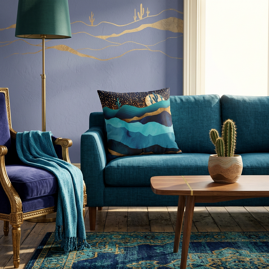 Indigo Desert Night - Decorative Pillow Cover
