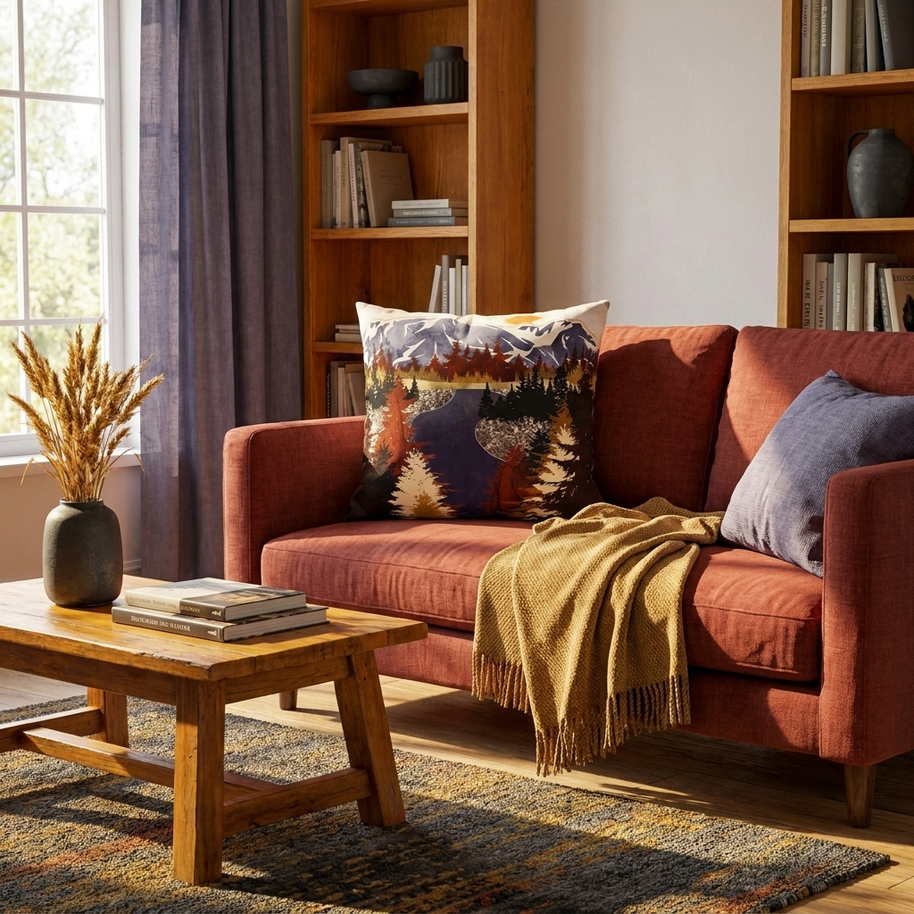 Autumn River - Decorative Pillow Cover