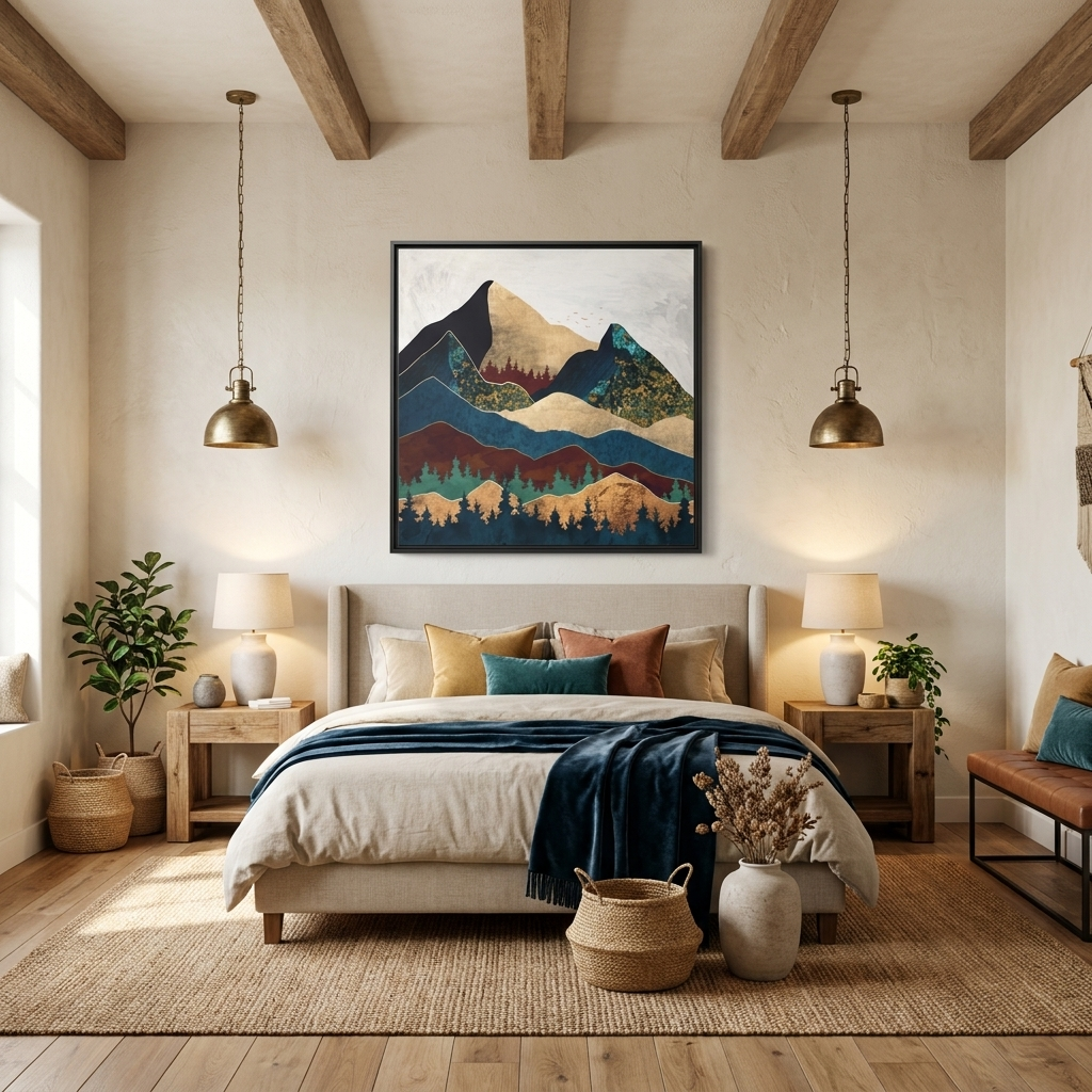 Malachite Mountains - Matte Canvas, Framed (Multi-color)
