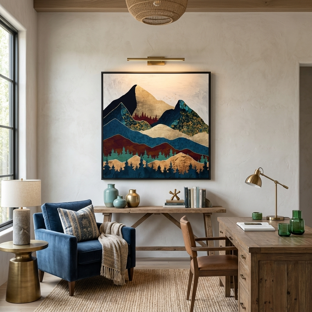 Malachite Mountains - Matte Canvas, Framed (Multi-color)