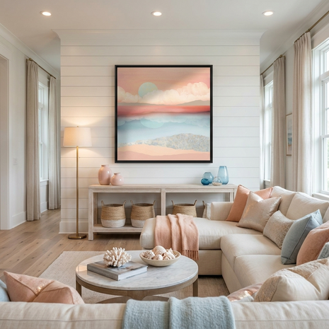 Mint Moon Beach - Matte Canvas, Framed (Multi-color)
