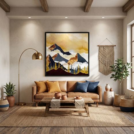 Misty Peaks - Matte Canvas, Framed (Multi-color)