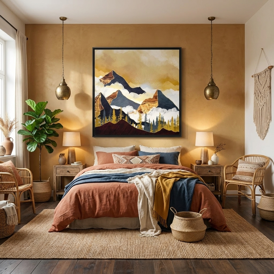 Misty Peaks - Matte Canvas, Framed (Multi-color)
