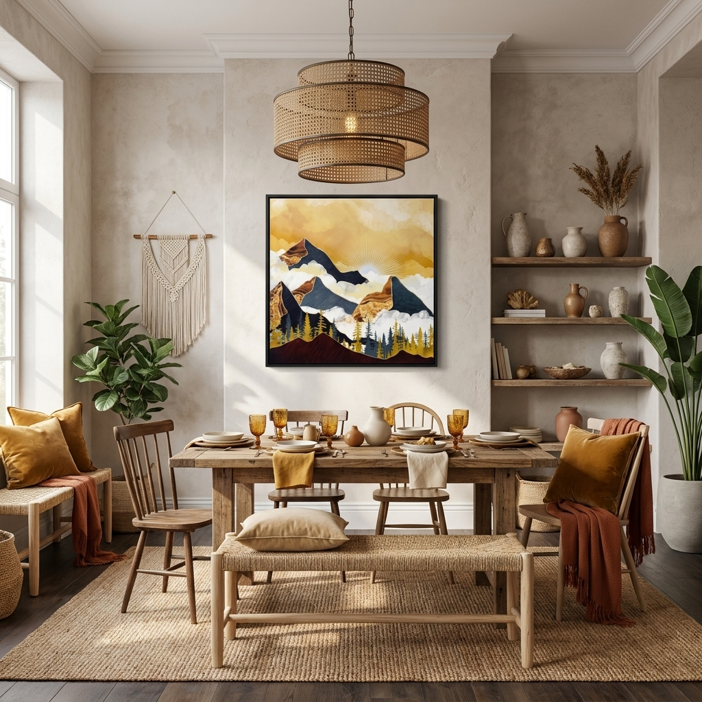 Misty Peaks - Matte Canvas, Framed (Multi-color)
