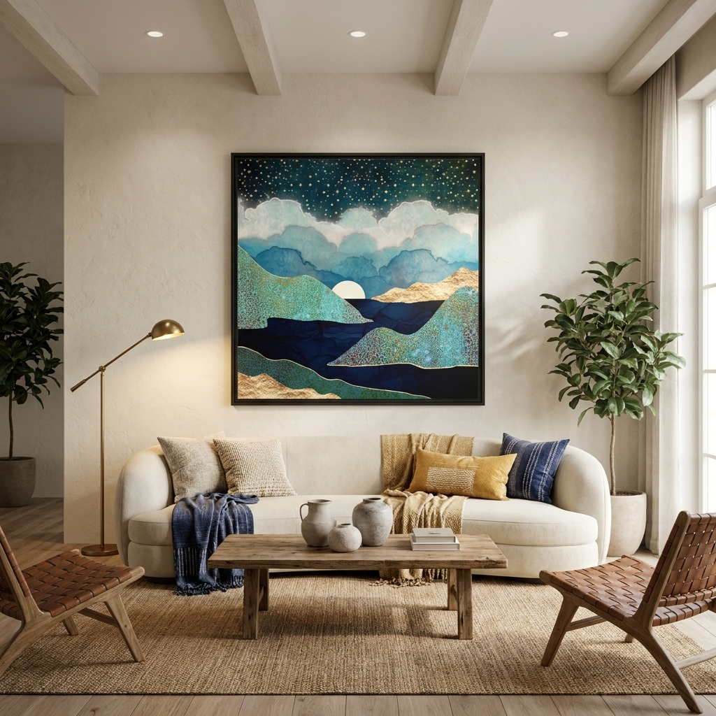 Ocean Clouds - Matte Canvas, Framed (Multi-color)