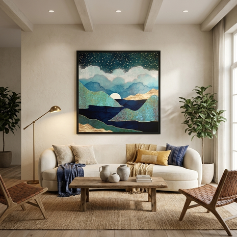 Ocean Clouds - Matte Canvas, Framed (Multi-color)