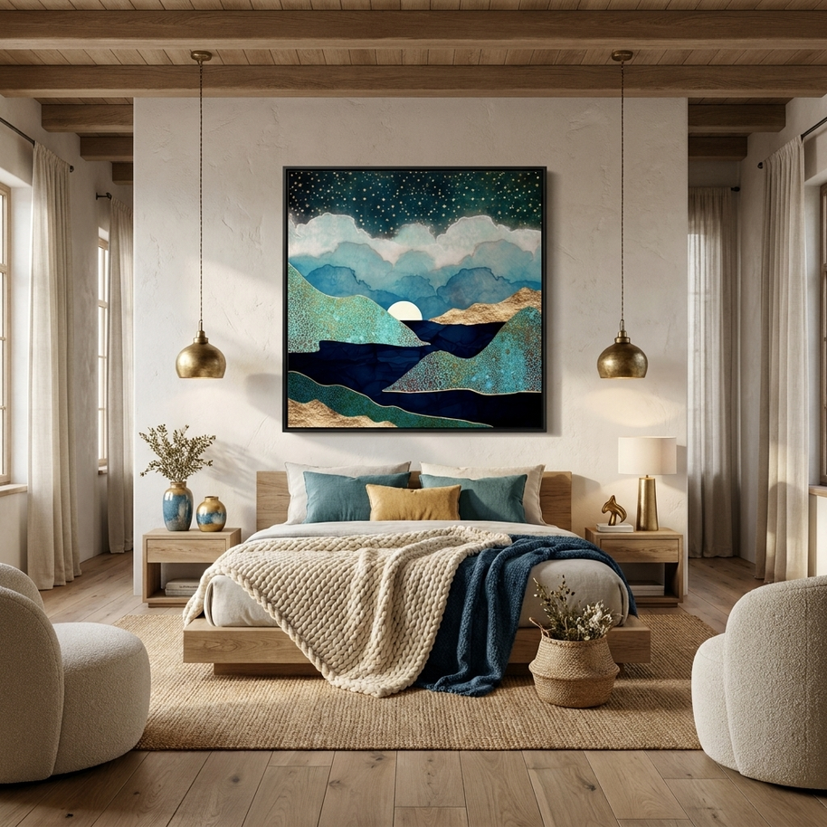 Ocean Clouds - Matte Canvas, Framed (Multi-color)
