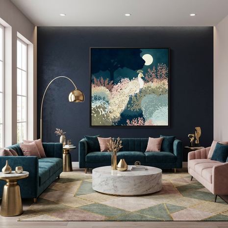 Peacock Garden II - Matte Canvas, Framed (Multi-color)
