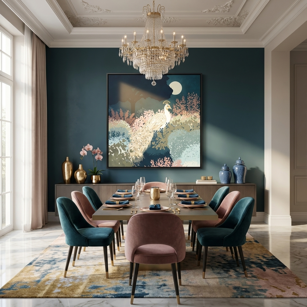 Peacock Garden II - Matte Canvas, Framed (Multi-color)