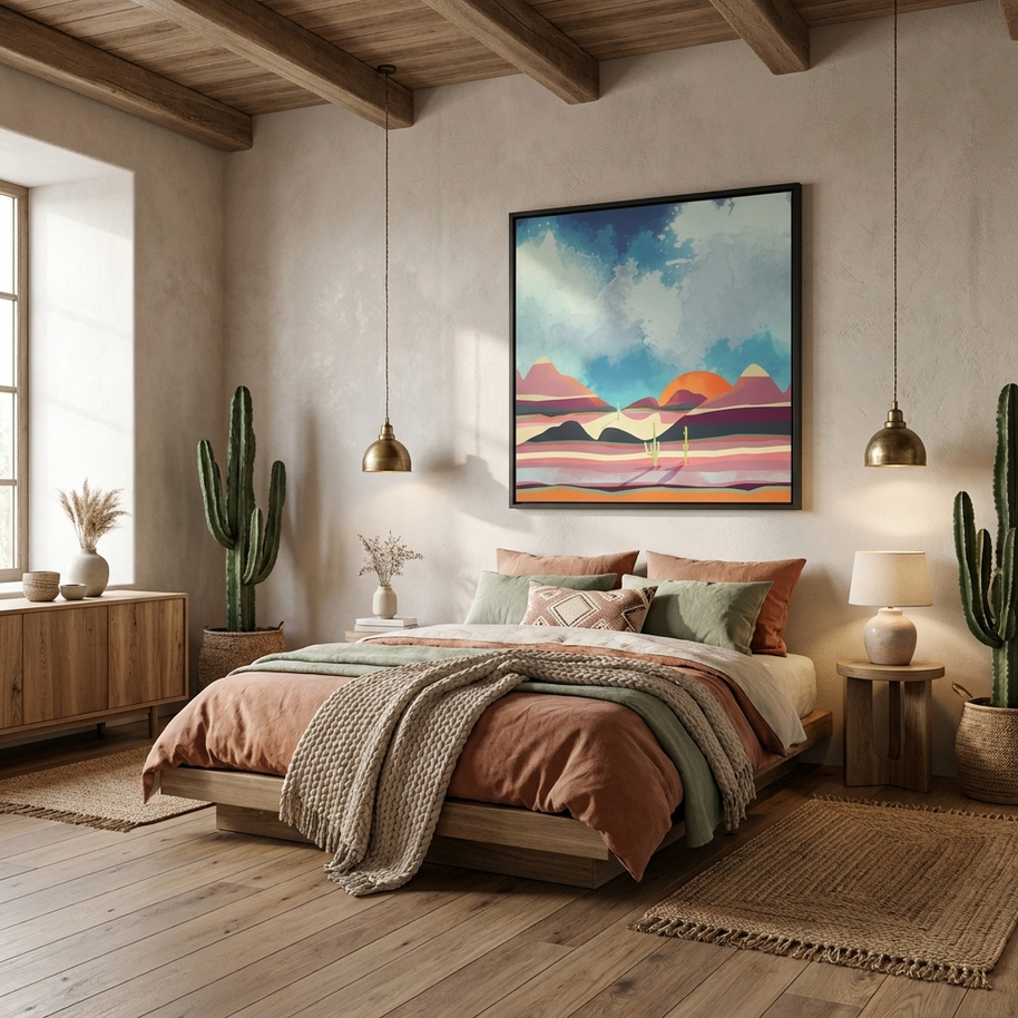 Pink Desert Glow - Matte Canvas, Framed (Multi-color)