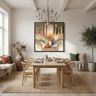 Spring Fox - Matte Canvas, Framed (Multi-color)