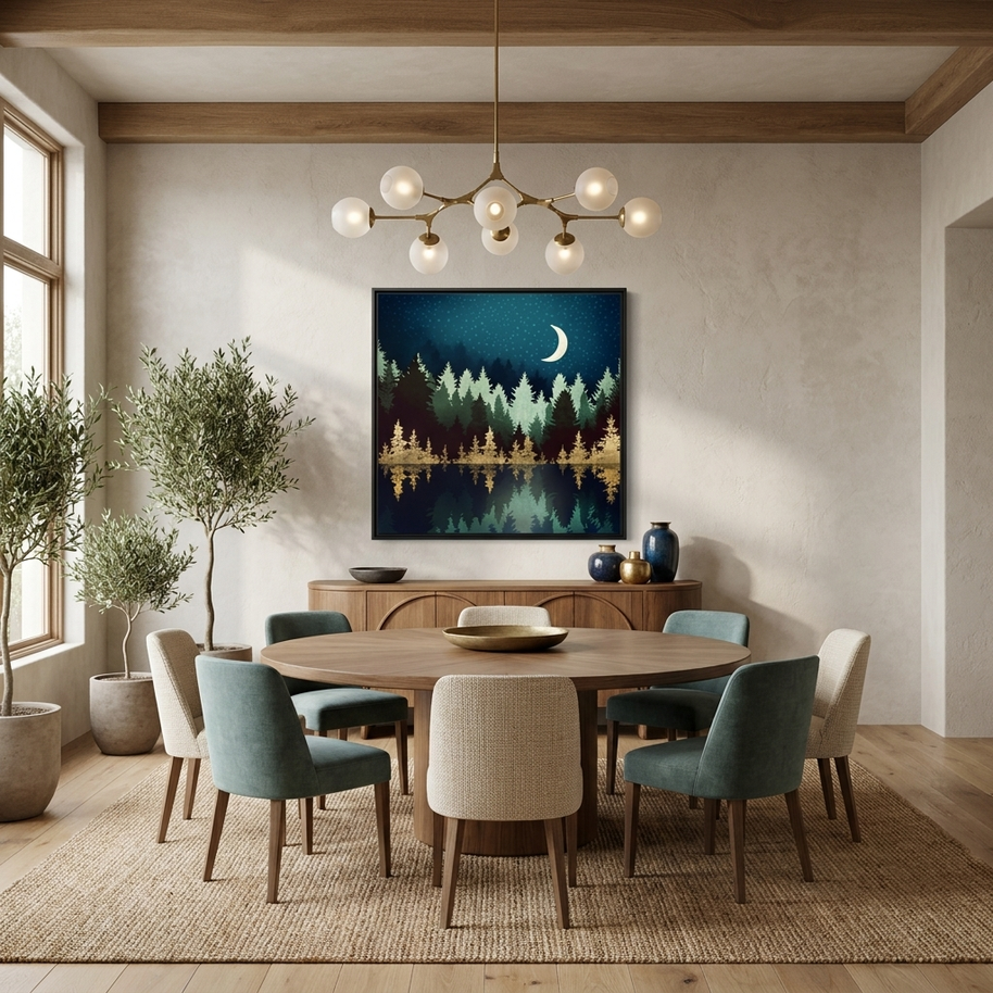 Star Forest Reflection - Matte Canvas, Framed (Multi-color)