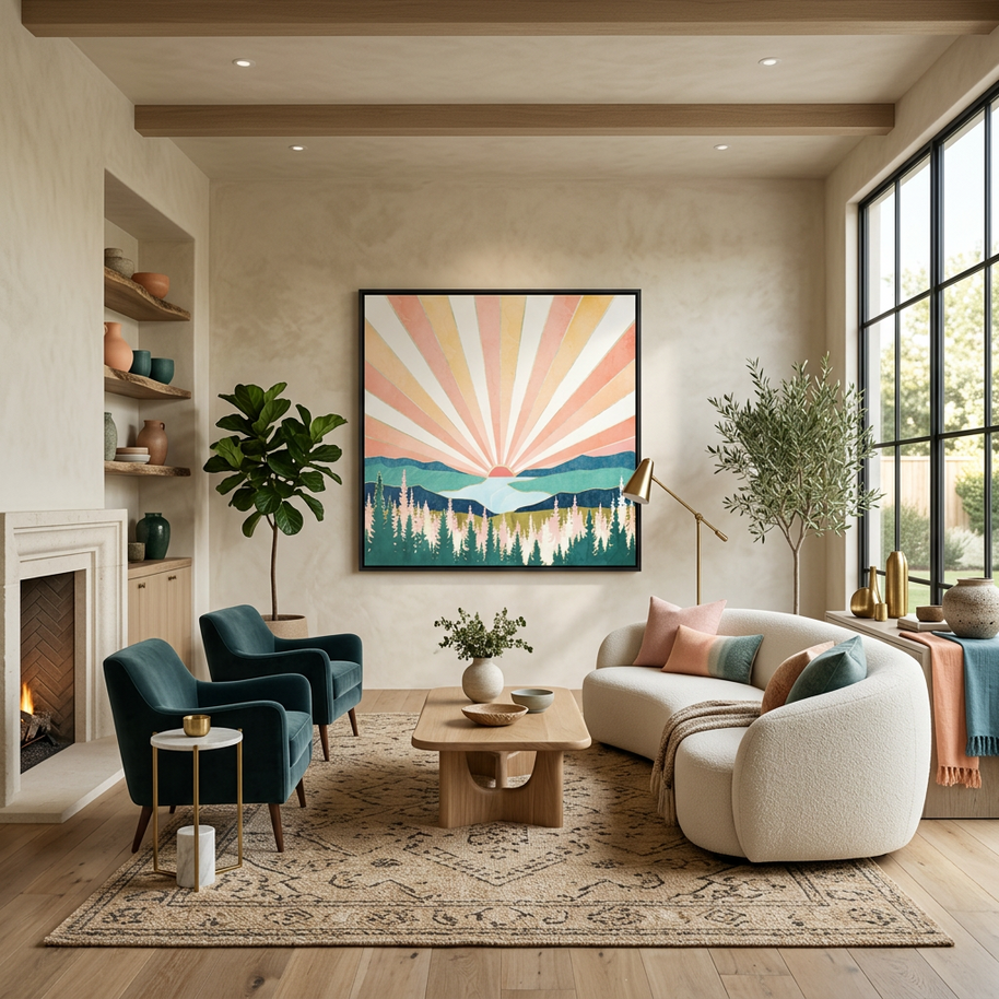 Summer Sunset - Matte Canvas, Framed (Multi-color)