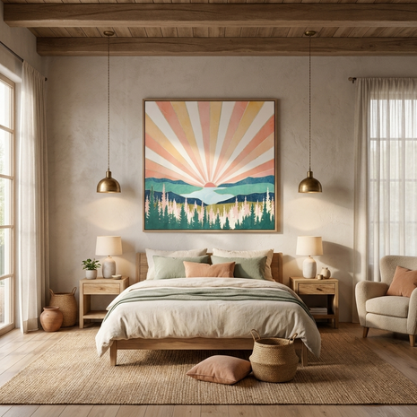 Summer Sunset - Matte Canvas, Framed (Multi-color)