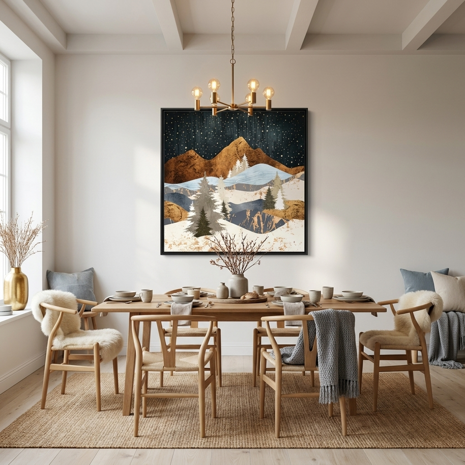 Winter Stars - Matte Canvas, Framed (Multi-color)