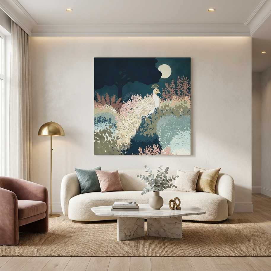 Peacock Garden II Matte Canvas, Stretched, No Frame