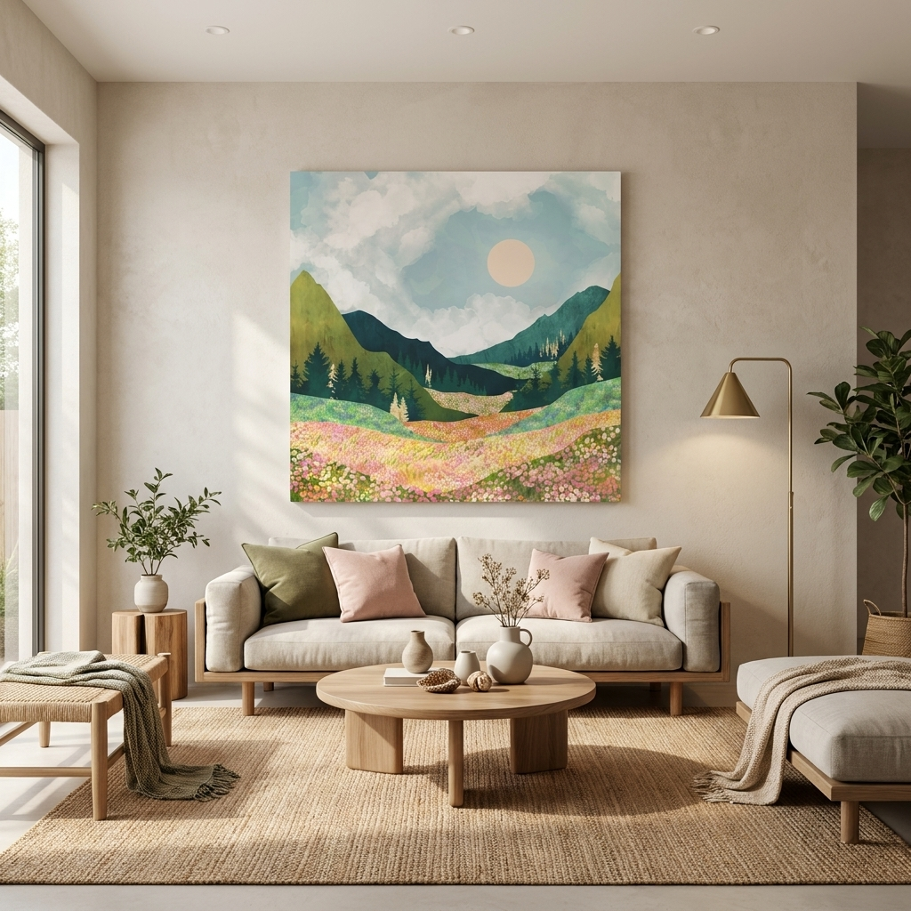 Spring Flower Vista Matte Canvas, Stretched, No Frame