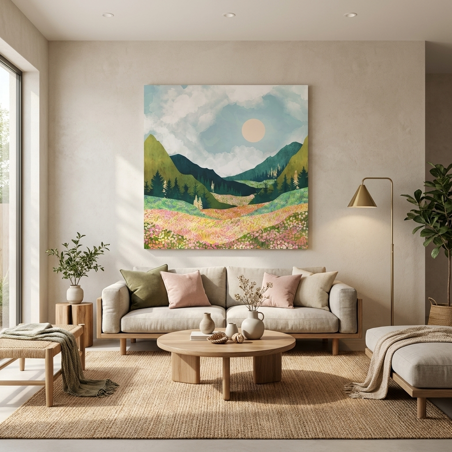 Spring Flower Vista Matte Canvas, Stretched, No Frame