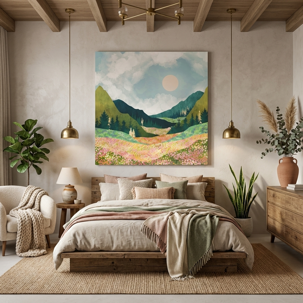 Spring Flower Vista Matte Canvas, Stretched, No Frame