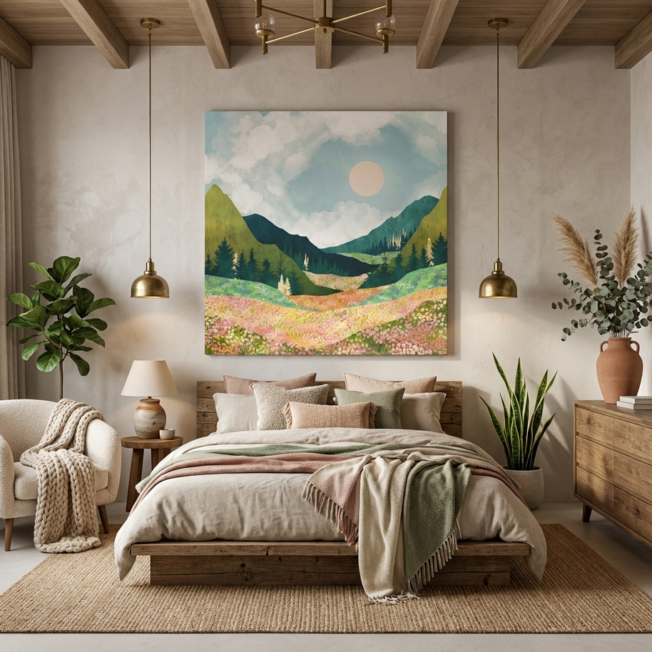 Spring Flower Vista Matte Canvas, Stretched, No Frame
