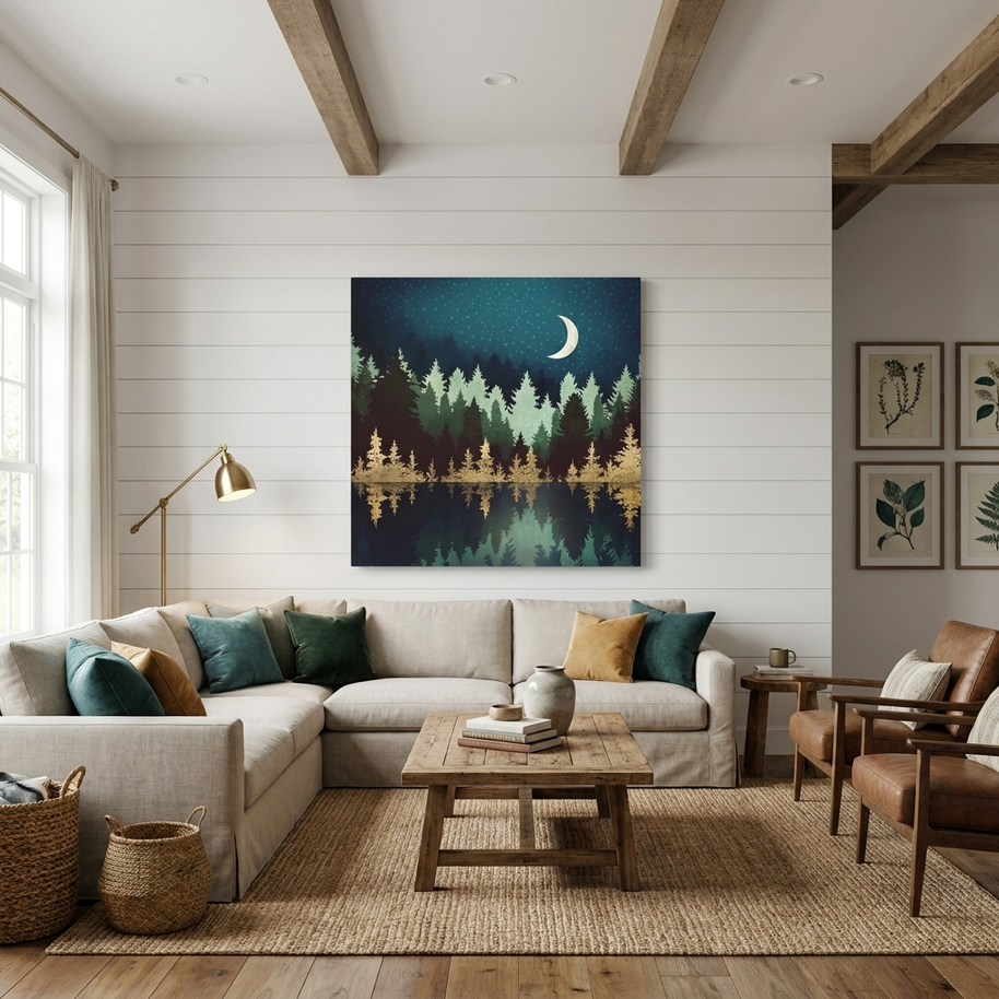 Star Forest Reflection Matte Canvas, Stretched, No Frame