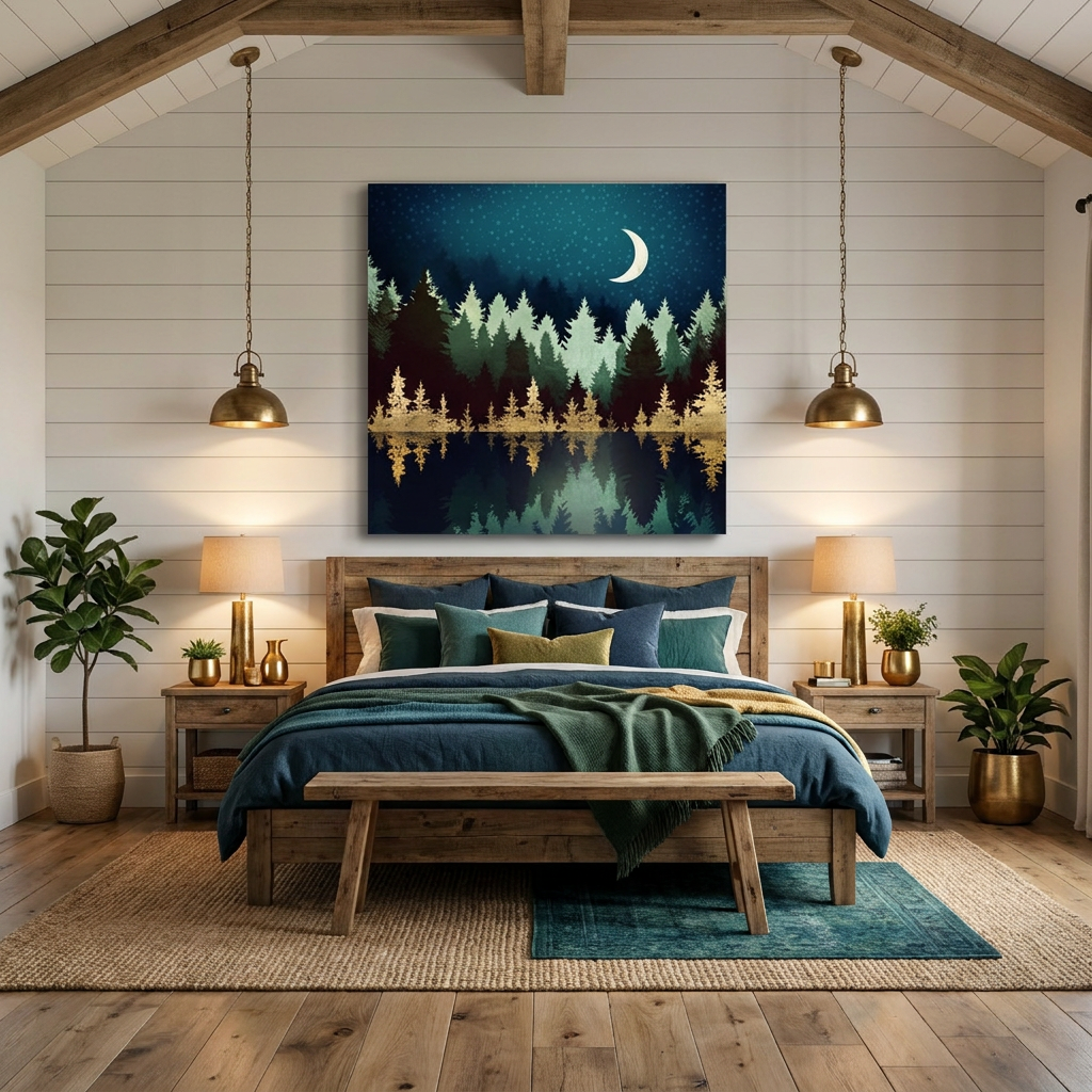 Star Forest Reflection Matte Canvas, Stretched, No Frame