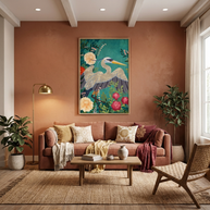 Bohemian Floral Heron - Poster Print - No Frame