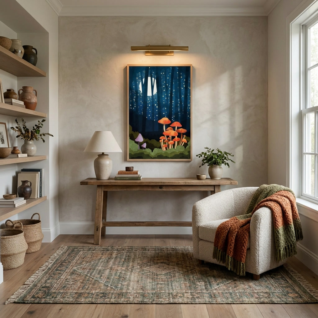 Midnight Mushrooms - Poster Print - No Frame