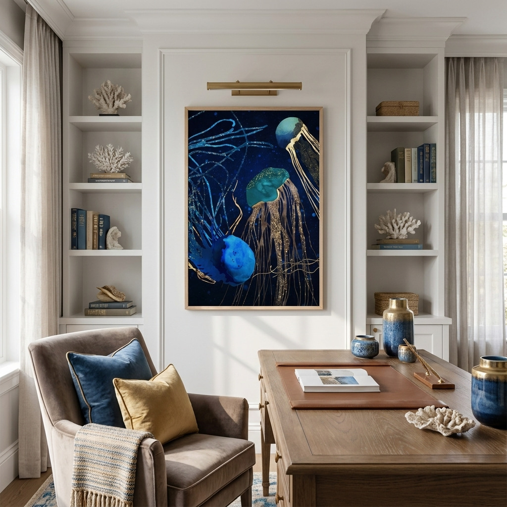 Metallic Jellyfish IV - Poster Print - No Frame