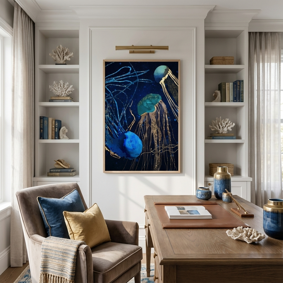 Metallic Jellyfish IV - Poster Print - No Frame