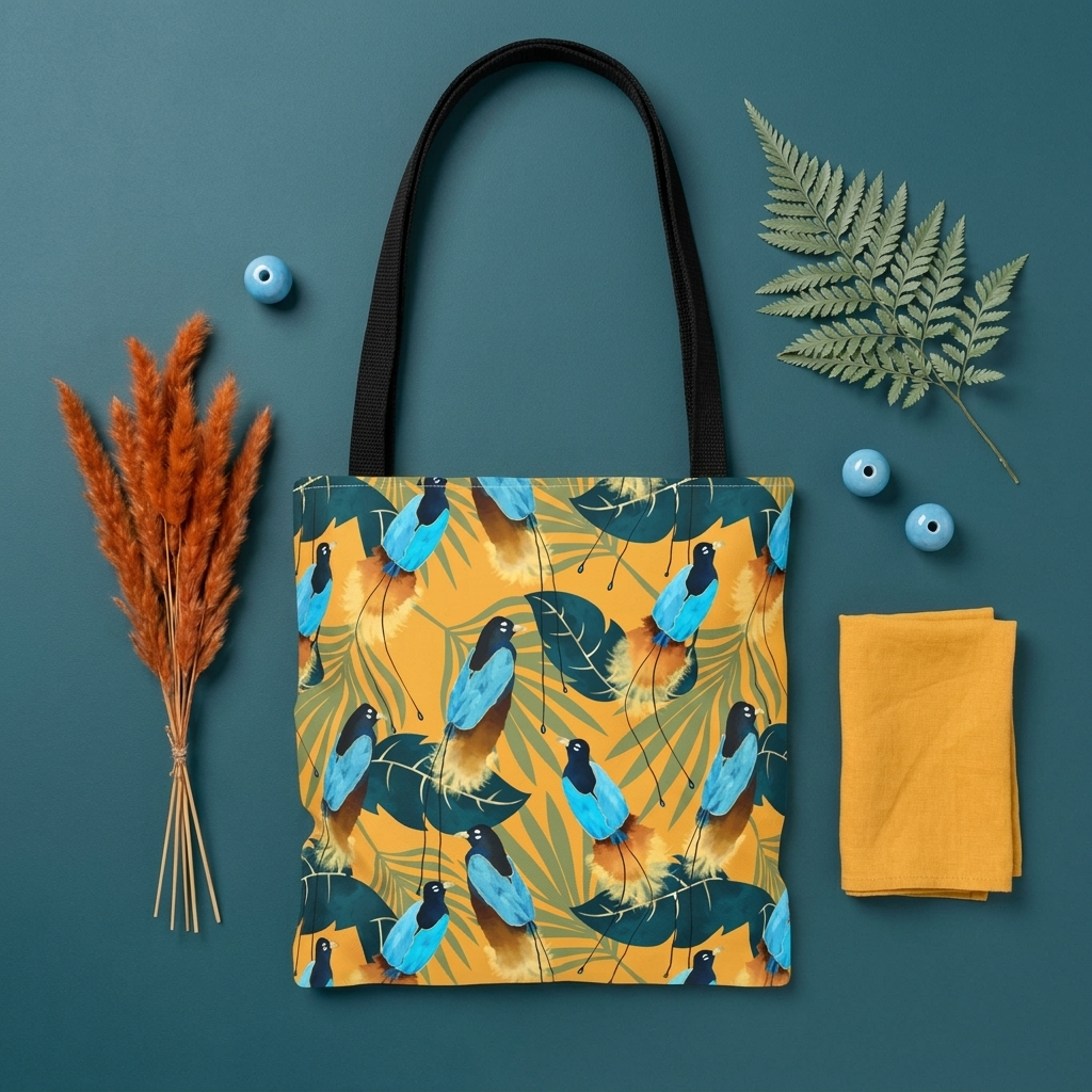 Birds of Paradise Botanical with Orange - Tote Bag