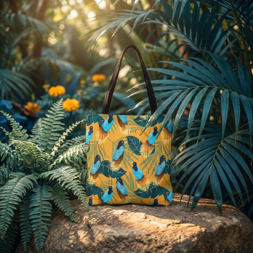 Birds of Paradise Botanical with Orange - Tote Bag