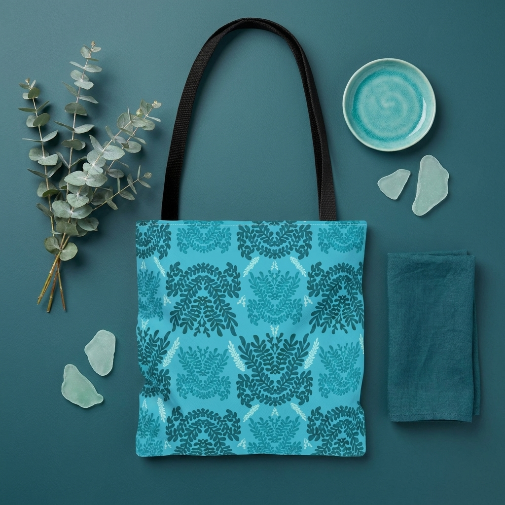 Blue Teal and Mint Botanical II - Tote Bag