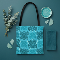 Blue Teal and Mint Botanical II - Tote Bag