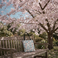 Botanical Blossoms with Blue - Tote Bag