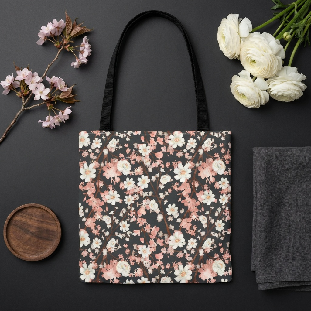 Botanical Blossoms with Charcoal - Tote Bag